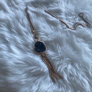 Long necklace with black stones